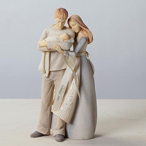 Willow Tree Figures, Couple With Baby, Family Sculpture, Jesus Statue, Willow Tree Figurines, Sculpture Art Clay, Family Figurine, Polymer Clay Dolls, Polymer Clay Miniatures