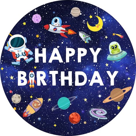 Astronaut Cake Topper Printable, Round Backdrops, Planet Birthday, Space Party Decorations, Gift Tags Birthday, Space X, Astronaut Birthday, Space Theme Party, Birthday Topper