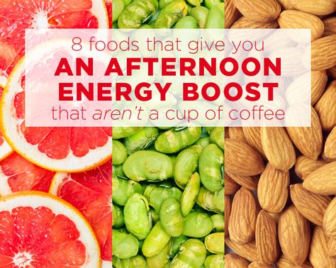 8 Foods That Give You an Afternoon Energy Boost That AREN'T a Cup of Coffee These are such good healthy snack ideas! Best Foods For Energy, Energy Boosting Snacks, Energy Boosting Foods, Energy Booster, Energy Snacks, Energy Foods, Good Healthy Snacks, Energy Boost, A Cup Of Coffee