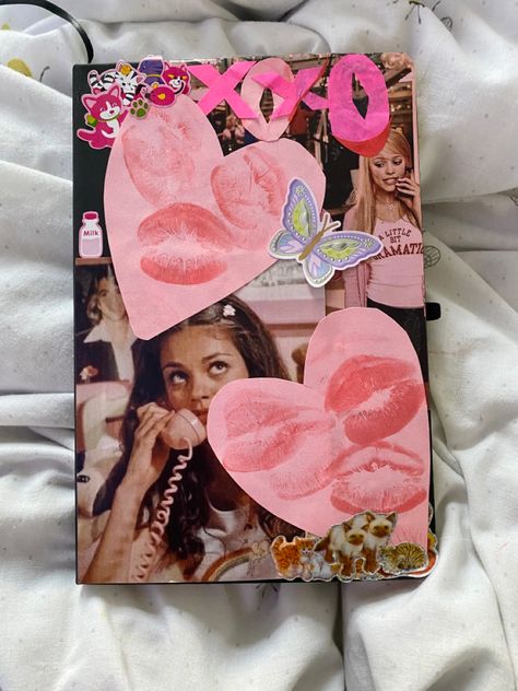 2000s Diary Aesthetic, Y2k Diary Aesthetic, Girly Diary Aesthetic, Y2k Book Cover, 2000s Journal, Y2k Journal Aesthetic, 90s Diary, Burn Book Aesthetic, Teen Life Scrapbook