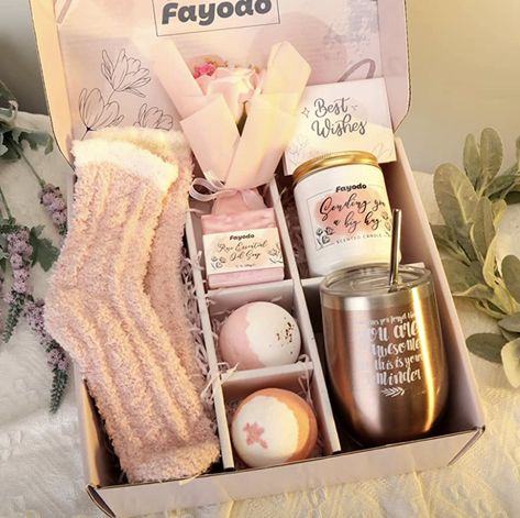 Happy Birthday Friendship Gift Sets for Women Friends Sister Mom Wife Girlfriend With Wine Tumbler Candle Happy Birthday Friendship, Pink Gift Basket, Gift Baskets For Women, Gift Boxes For Women, Women Friends, Spa Gift Box, Get Well Soon Gifts, Gift Sets For Women, Girly Gifts