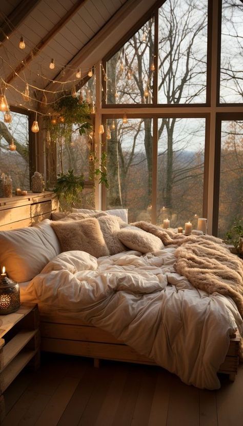 20 Ideas To Make The Most of a Tiny Cabin Aesthetic Main Bedroom, Bedroom Inspo Aesthetic Cozy, Home Aesthetic Ideas, Room Inspo Aesthetic Cozy, Dream House Rooms Bedrooms, Cosy Bedroom Decor, Bedroom Minimal, Bedroom Inspiration Cozy, Home Inspo Cozy