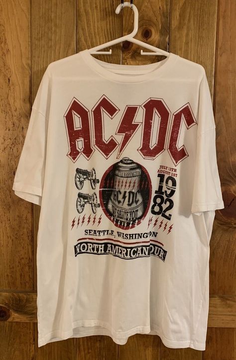 ACDC WE SALUTE You 1982 T Shirt Cannon Rock Band Concert Tour Seattle Washington $20.40 - PicClick Solid White Background, Acdc Shirt, Band Concert, Fits Clothes, Seattle Washington, Tour Shirt, Ac Dc, Rock Band, Rock Bands