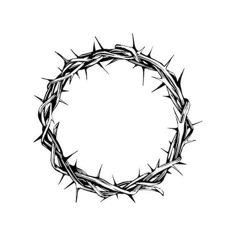 Crown Of Thorns Illustration, Crown Of Thorns Aesthetic, Crown Of Thrones Tattoo, Crown Of Thorns Tattoo Women, Jesus Thorn Crown Tattoo, Jesus Crown Of Thorns Tattoo, Crown Of Thorns Drawing, Thorn Wreath, Angelic Tattoos