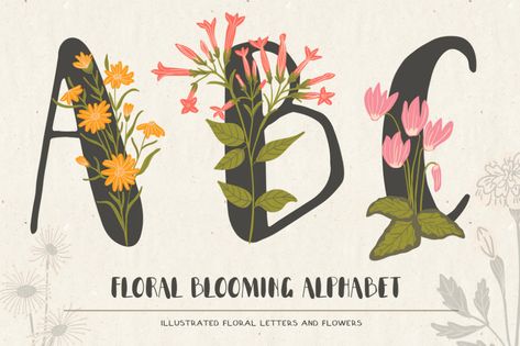 Illustrated Alphabet, Illustration Flower, Unique Monogram, Beautiful Branding, Letter Vector, Alphabet Clipart, Alphabet Design, Floral Letters, Letter E