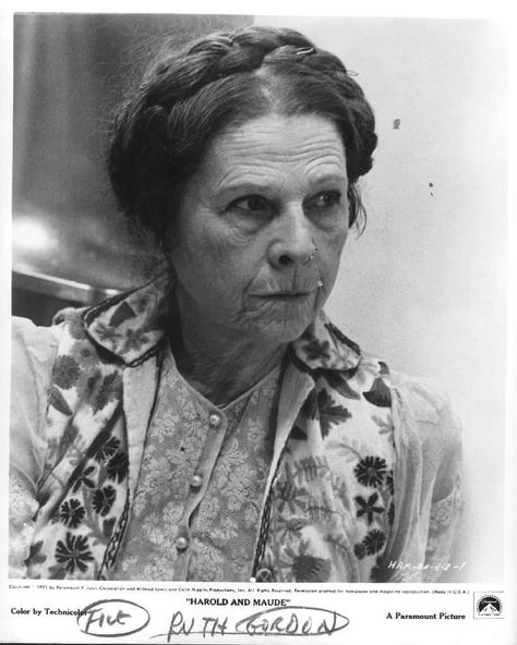 Ruth Gorden star of one of my favorite movies "Harold and Maud" Bud Cort, Ruth Gordon, Tom Skerritt, Rosemary's Baby, Cat Stevens, Classic Comedies, Katharine Hepburn, Character Actor, Famous Faces