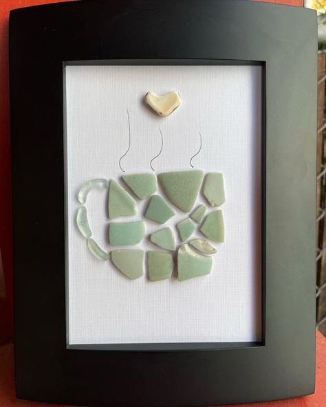 Sea Glass Coffee Art, Coffee Art Diy, Sea Glass Diy, Glass Art Diy, Sea Glass Art Diy, Sea Glass Art Projects, Crafting Business, Seaglass Art, Craft Project Ideas