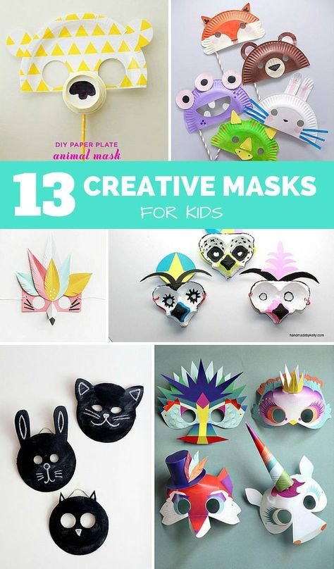 13 Creative DIY Masks for Kids. Fun for pretend play or easy Halloween costumes! Diy Masks For Kids, Creative Masks, Diy Masks, Masks For Kids, Diy And Crafts Sewing, Easy Halloween Costumes, Diy Mask, Fun Diy Crafts, Kids Fun