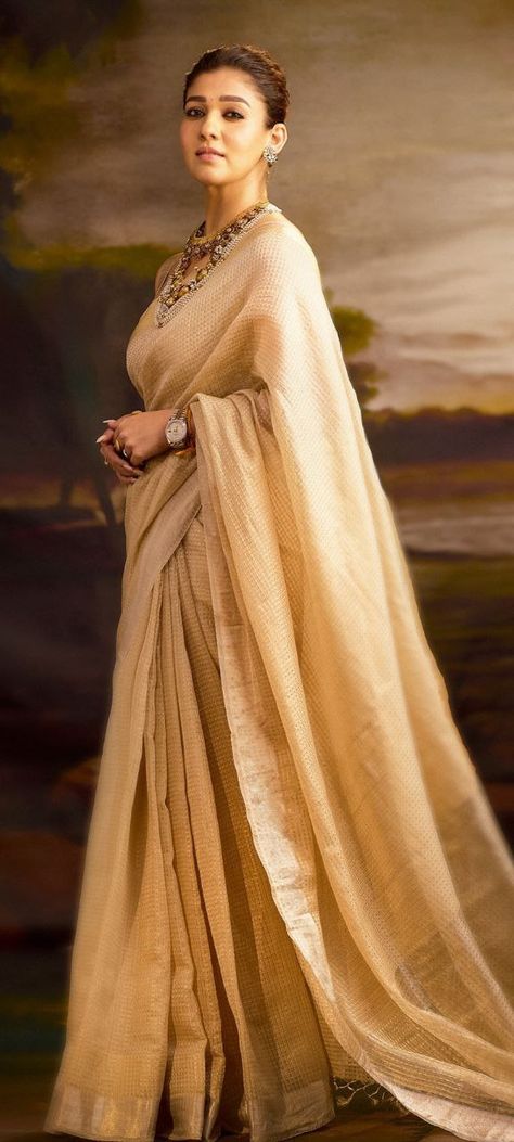 Nayanthara Hd Wallpaper, Actress Without Makeup, Tissue Saree, Saree Styles, Saree Wedding, Saree, Actresses