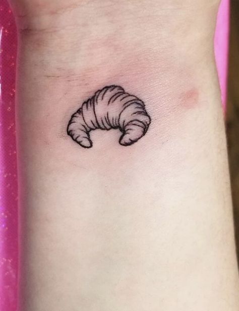 Crossaint Tattoo, Ravioli Tattoo, Toast Tattoo, Vegan Drawing, Croissant Tattoo, Unforgettable Tattoo, Paris Tattoo, Palm Mehndi Design, Food Tattoos