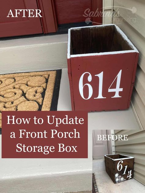 How to Update a DIY Front Porch Storage Box - Sabrinas Organizing