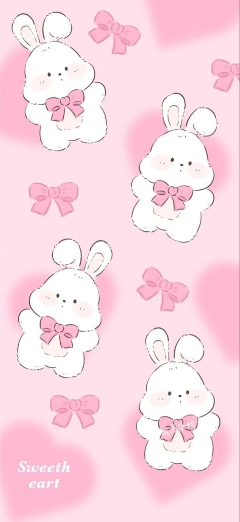 Bunny Pink Wallpaper, Kawaii Backgrounds, Pink Walpaper, Easter Pics, Couple Poses Drawing, Rabbit Wallpaper, Pop Jewelry, Njoy Obs, Chibi Wallpaper