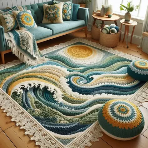 Comfortable Crochet Woven Floor Mats That Hug Your Toes Crochet Rugs Free Patterns Easy, Unique Crochet Ideas, Crochet Decor Ideas, House Crochet Pattern, Crochet Sweater Design, Crochet Rugs, Crochet Mat, Knit Rug, Crochet Decor