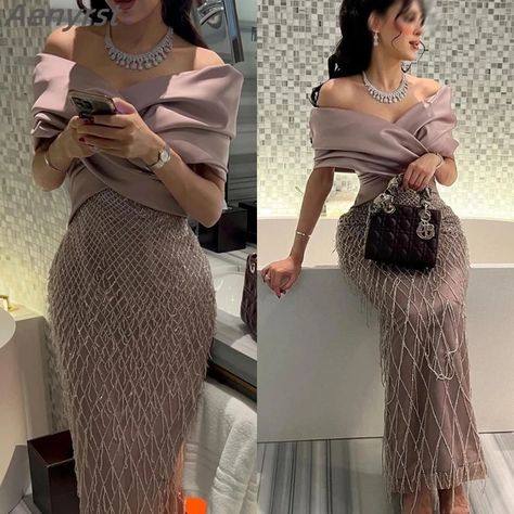 Elegant Off Shoulder Dubai Evening Dresses For Women Exquisite Glitter Wedding Luxury Tassel Arabic Formal Party Gowns - AliExpress 320 Arab Wedding Guest Dress, Gala Dresses Classy, Plus Size Gala Dress, Dubai Evening, Dresses Elegant Long, Khaleeji Aesthetic, Off Shoulder Evening Gown, Wedding Guest Gowns, Wedding Fits