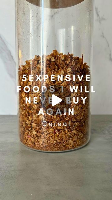 RECIPE HERE ⬇️   👋 Welcome to my 5 day series where I am sharing with you 5 expensive foods I haven’t bought in years because I ... | Instagram Diy Granola Cereal, Oatmeal Cereal Recipes, Home Made Cereal Recipes, Granola Cereal Recipe, Cereal Recipes Homemade, Breakfast Cereal Recipes, Dehydrated Fruits, Homemade Cereal, Dehydrated Fruit