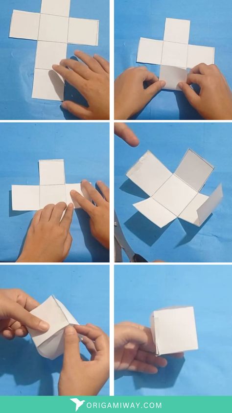 A white paper origami cube How To Make Cubes Out Of Paper, How To Make Square Box With Paper, 3d Cube Template, Paper Cube Origami, Cube Making With Paper, Origami Cube Tutorial, Paper Cube Diy, How To Make Cube With Paper, How To Make A Cube Out Of Paper