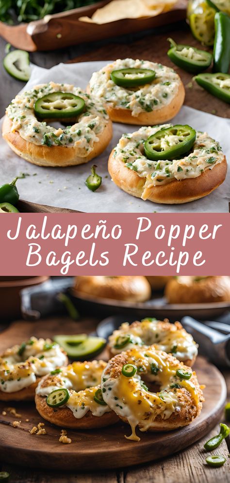 Jalapeño Popper Bagels Recipe | Cheff Recipes Keto Jalapeño Popper Bagels, Brunch Bagel Ideas, High Protein Jalapeño Popper Bagels, Jalapeno Bagel Sandwich, Bagel Uses, Jalapeno Popper Bagels, Lunch Bagel Ideas, Recipes Using Bagels, Bagel Brunch Ideas