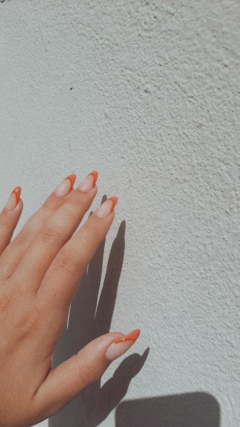 Orange French Tip Nails, Orange French Tip, Nails Orange, Tip Nails, Nail Designs Glitter, Orange Nails, Prom Nails, French Tip Nails, Fall Nails