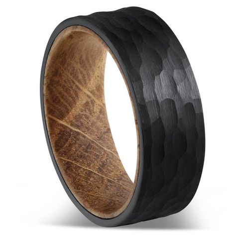 Men Ring Wedding, Jack Daniels Whiskey Barrel, Mens Wedding Rings Unique, Rustic Ring Box, Wood Wedding Band, Steel Barrel, Tungsten Mens Rings, White Oak Wood, Hammered Ring