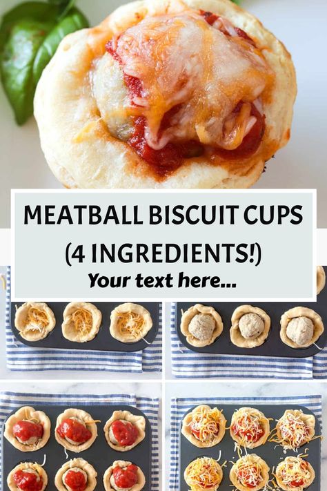 Mini meatball stuffed biscuits are one of the easiest 4 ingredient appetizers you’ll make this year! Meatball Stuffed Biscuits, Meatball Appetizer Recipes, Meatball Cups, Stuffed Biscuits, Meatball Appetizer, Biscuit Cups, Mini Chicken Pot Pies, Mini Meatballs, How To Make Meatballs