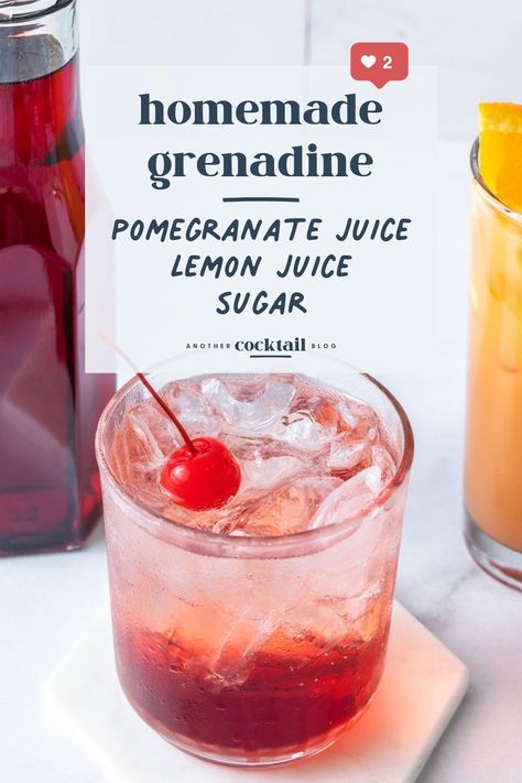 Skip the store bought stuff and learn how to make grenadine from scratch instead. You only need 2 ingredients, and this homemade grenadine is so beautiful and full of fresh pomegranate flavor with no artificial additives. Homemade Grenadine Syrup, Homemade Grenadine, Homemade Sour Mix, Grenadine Syrup, Bartending Tips, Homemade Cocktails, Sour Mix, Cocktail Mixers, Snack Foods