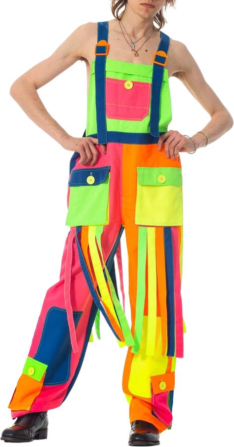 90s Rainbow Neon Polyester Rave Festival Overalls Jumpsuit Pleated Shirt Dress, Victorian Lace, Rave Festival, Fashion History, Rarity, Fast Fashion, Colorful Fashion, Look Cool, Designer Collection