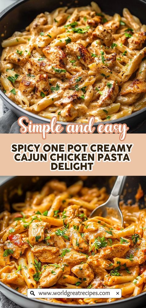 Looking for a quick and delicious dinner idea? This One Pot Creamy Cajun Chicken Pasta is your answer! In just 30 minutes, you can whip up a flavorful meal that combines tender chicken, zesty Cajun spices, and creamy pasta—all in one pot! Perfect for busy weeknights or casual gatherings, this dish is easy to customize with your favorite veggies. Say goodbye to complicated recipes and hello to effortless cooking! Easy Cajun Chicken Pasta, Cajun Recipes Easy, Pasta Dinner Recipes Chicken, Chicken Pasta Creamy, Cajun Pasta Recipes, Cajun Chicken Pasta Recipe, Creamy Cajun Pasta, Creamy Cajun Chicken Pasta, Creamy Cajun Chicken