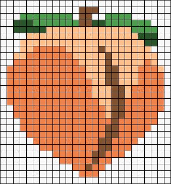 Alpha pattern #40117 | BraceletBook Peach Alpha Pattern, Call Me Your Name, Fruit Pixel Art, Peach Emoji, Emoji Cute, Bead Curtain, Crochet Fruit, Quilt Square Patterns, Pixel Crochet