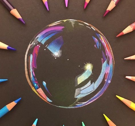 Pencil Inspiration, Bubble Drawing, Bubble Painting, Art Optical, Colored Pencil Artwork, Colored Pencil Techniques, Bubble Art, The Shark, Going Viral