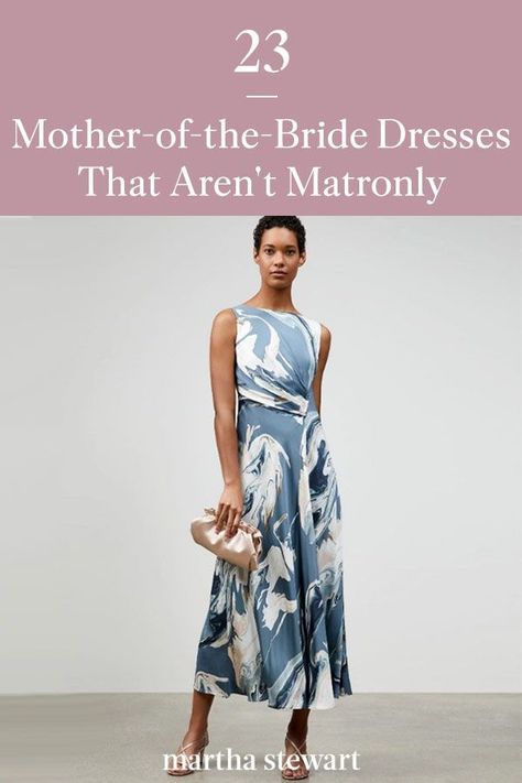 No matter what style direction you go in, there are plenty of mother-of-the-bride dress options out there that are far from matronly. These are some of the best mother-of-the-bride dresses that are stylish and beautiful for any wedding dress code. #weddingideas #wedding #marthstewartwedding #weddingplanning #weddingchecklist Mother Of The Bride Dresses A Line Tea Length, Preppy Mother Of The Bride Dresses, Backyard Wedding Mother Of The Bride Dresses, Rehearsal Dinner Dress For Mother Of Bride, Mexico Mother Of The Bride Dress, Simple Mother Of The Bride Dresses Short, Mother Of The Bride Dresses For July, Mother Of The Bride Dress Tea Length, Mother Of The Bride Dusty Blue Dress