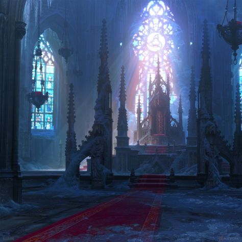 ArtStation - Gothic Environments, Christian Dimitrov Environment Illustration, Dark Castle, Gothic Castle, Gothic Church, Castles Interior, Throne Room, Location Inspiration, Fantasy Castle, Fantasy Places