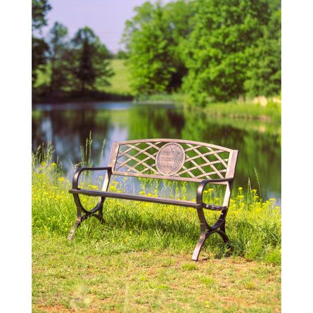 Memorial Benches Outdoor, Metal Outdoor Bench, Metal Garden Benches, Neat Gadgets, Memorial Benches, Metal Bench, Charming Garden, Frame Wood, Memorial Garden