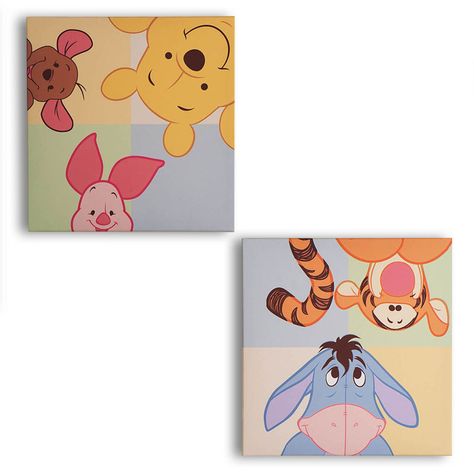 Winnie The Pooh Canvas, Denim Painting, Disney Canvas Paintings, Disney Canvas Art, Disney Canvas, Disney Paintings, Small Canvas Paintings, Baby Painting, Painting Canvases