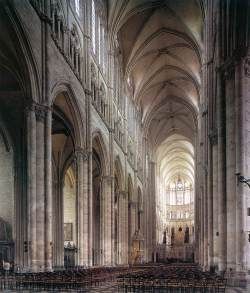 Interior view by ARCHITECT, French Gothic Structure, French Cathedrals, Chartres Cathedral, Cathédrale Notre-dame, Gothic Cathedrals, Gothic Cathedral, Gothic Church, Church Interior, Baroque Architecture