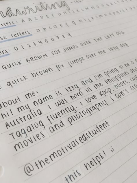 Hi! So I absolutely love your writing style, and I really wanted to alter mine to seem more neat, and yours fits perfectly to my expectations! I was wondering, if you could write the alphabet... Write The Alphabet, Handwriting Template, Handwriting Worksheet, Learn Handwriting, Cute Handwriting, Aesthetic Writing, Handwriting Examples, Hand Lettering Worksheet, Perfect Handwriting