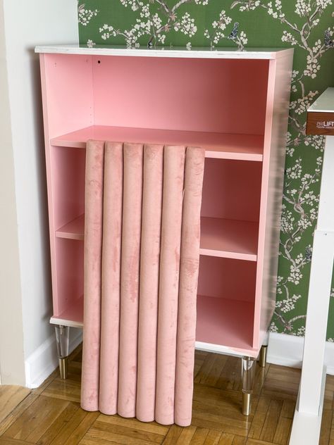 Pink Bar Cabinet, Art Deco Ikea Hack, Vintage Bar Cabinet Ideas, Ikea Baggebo Cabinet Hack, Ikea Bar Hack, Ikea Bar Cabinet Hack, Bar Cabinet Ikea, Bar Cabinet Diy, Ikea Hack Bar