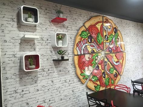 Pizza Restaurant, Art Google, Social Media Design, Wall Painting, Street Art, Pizza, Mural, Restaurant, Wall Art