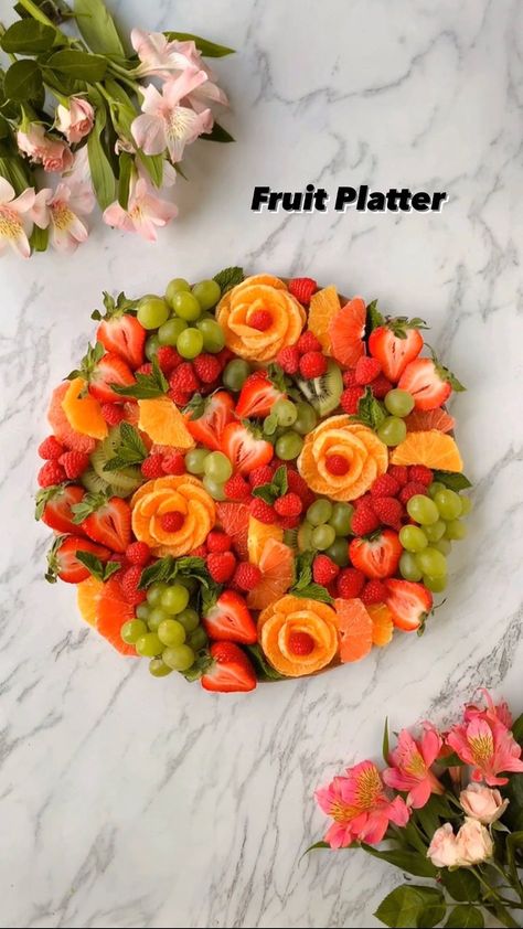 Baby Shower Fruit Platter, Letter Fruit Tray, Flower Baby Shower Theme, Fruit Letters, Fruit Table, Baby Shower Fruit, Fruit Appetizers, Fruit Platter Designs, Vegetable Tray