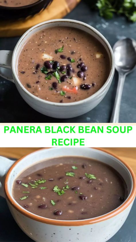 Panera Black Bean Soup Recipe Black Bean Soup Panera, Panera Black Bean Soup Recipe, Panera Black Bean Soup, Soup Pairings, Black Bean Soup Recipe, Bean Soup Recipe, Bread Soup, Black Bean Soup, Panera Bread