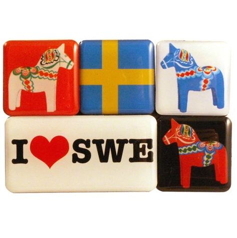 Add a touch of Swedish charm to your fridge or any other magnetic surface with this delightful set of five Dala - Sweden magnets. The vibrant colors and intricate designs of these traditional Swedish folk-art symbols are sure to brighten up any space. Features: Five unique designs I (heart) Swe, 3 Dala horses, Swedish Flag Vibrant colors Intricate detail Strong magnets Swedish Flag, Visit Denmark, Mini Magnets, Spirit Of Christmas, Swedish House, Dala Horse, Wall Vinyl Decor, Swedish Design, Viking Jewelry