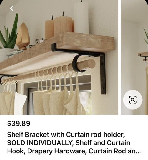 Curtain Rod Holders, Decor Fireplace, Living Room Decor Curtains, Deck Decorating Ideas On A Budget, Small Balcony Ideas, Rustic Shelves, Rod Holder, Boho Living, Outdoor Kitchen Design