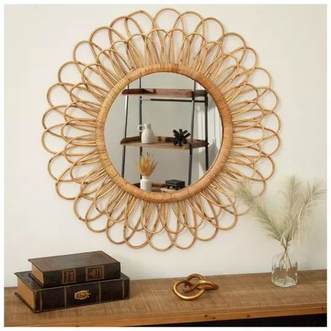 Boho Mirror Decor, Cheap Boho Decor Ideas, Woods Nursery, Desert Boho Decor, Auburn Dorm, Boho Kids Bedroom, Textured Mirror, Nursery Mirror, Boho Baby Girl Nursery