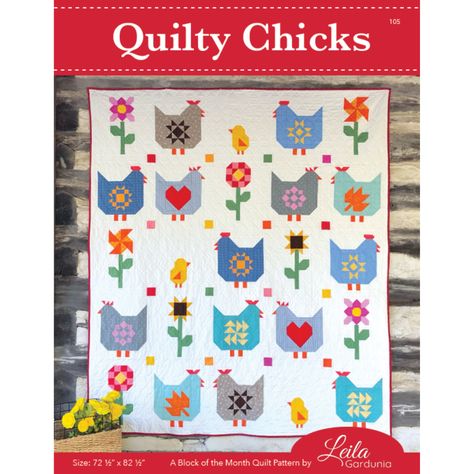 About the Quilty Chicks Sampler Quilt and 2024 Block of the Month Schedule | Leila Gardunia Quilt Patterns Chicken Quilt, Farm Quilt, Quilt Modernen, The Quilt Show, Paper Pieced Quilt, Sampler Quilts, Cute Quilts, Flower Quilt, Pdf Quilt Pattern