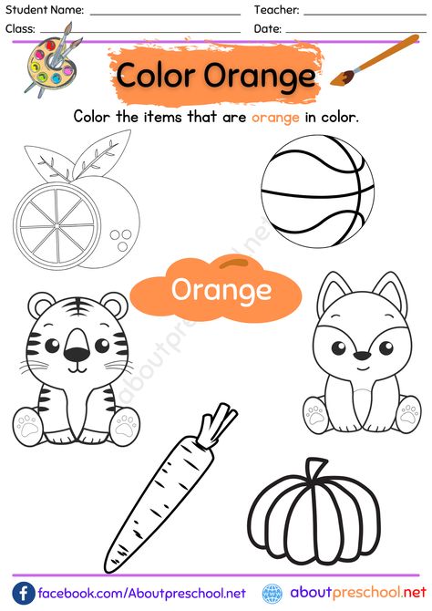 Color orange Worksheet for Preschool The Color Orange Worksheet, Color Orange Worksheet, Orange Worksheet, Colors Worksheet, Toddler Journal, Colors Activity, Colors Preschool, Preschool Worksheets Free Printables, Color Worksheet