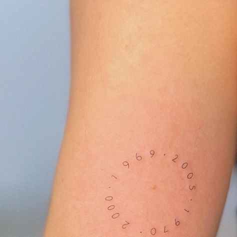 Polly on Instagram: "two little pieces for Antonia ✨🥰 I love love love doing these little writing circles ☺️" Fine Line Writing Tattoo, Writing Circle, Birthdate Tattoo, Writing Tattoo, Date Tattoos, Circle Tattoo, Circle Tattoos, Writing Tattoos, I Love Love