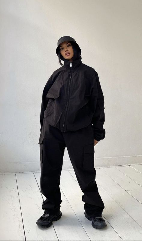 Black Streetwear Outfit, Full Black Outfit, Outfit Streetwear, Black Streetwear, Cute Simple Outfits, Streetwear Women, Streetwear Outfit, Fashion Wear, Black Outfit