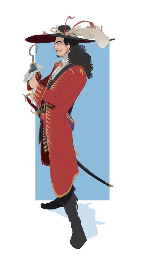 Captain Hook Illustration, Captain Hook Drawing, Captain Hook Art, Captain Hook Fanart, Hook Fanart, James Hook, Peter Pan Art, Disney Au, Pirate Art