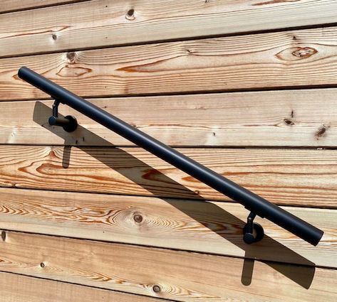 Modern Handrail Kit BLACK ALUMINUM | Etsy Gray Home Exterior, Modern Handrail, Aluminum Handrail, Sherwin Williams Color Palette, Gray House Exterior, Metal Handrails, Exterior Color Palette, Power Tool Storage, Stair Rail