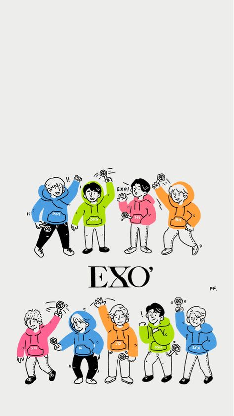 Exo Group Photo, Exo Exist, Exo Drawing, Exo Cartoon, Exo Group, Exo 12, Exo Wallpaper, Exo Fan Art, Exo Fanart