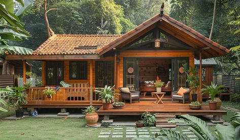 Island House Exterior, Wood House Design, Apartments Exterior, Hut House, Bahay Kubo, Tropical House Design, Bamboo House Design, A Frame House Plans, Bamboo House